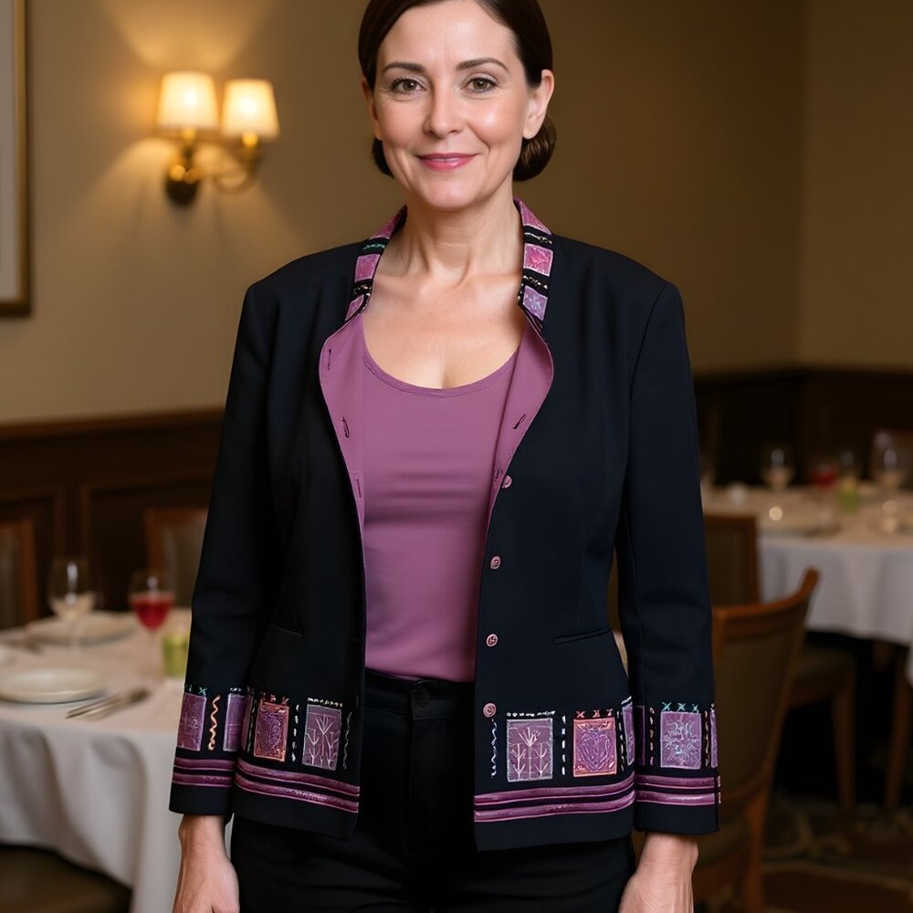 Draper's & Damon's 2 Pice Set  Embroidered Jacket & Matching Shell